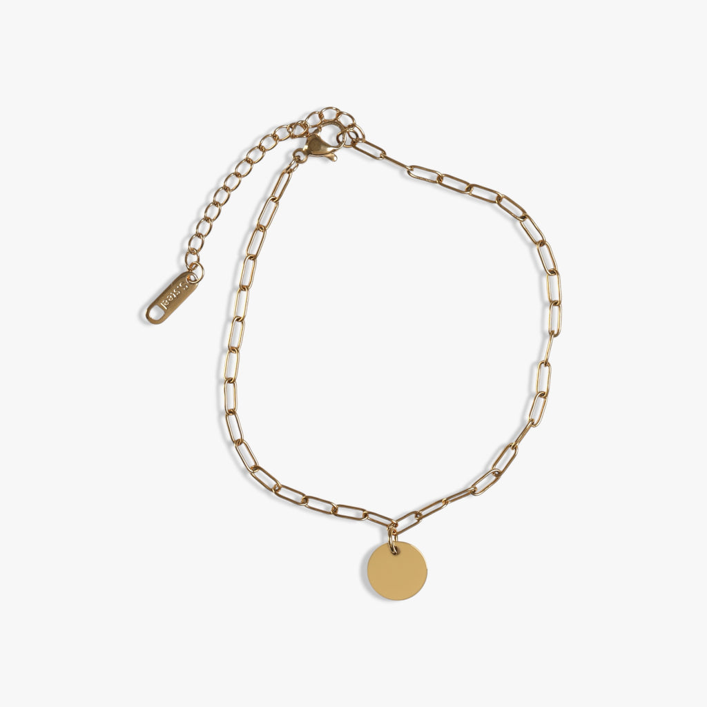 Gold Petite Disc Paperclip Bracelet