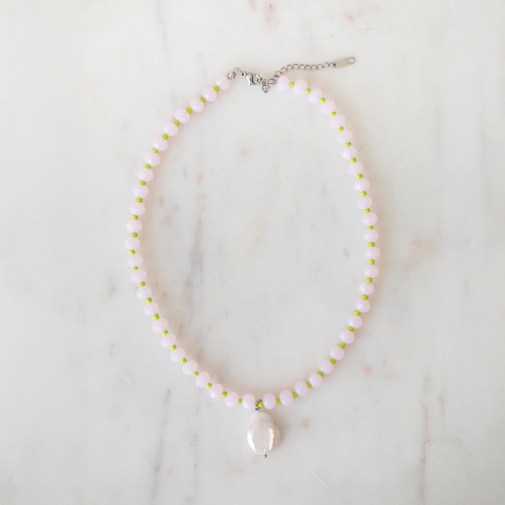 Lemonade & Lime Crystal Beaded Necklace