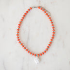 Grapefruit & Turquoise Crystal Beaded Necklace