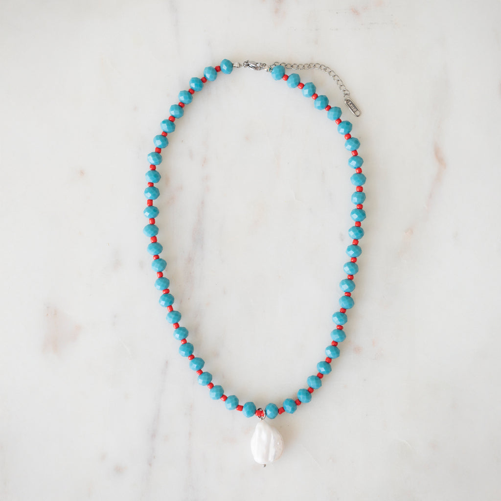 Azul & Rosa Crystal Beaded Necklace