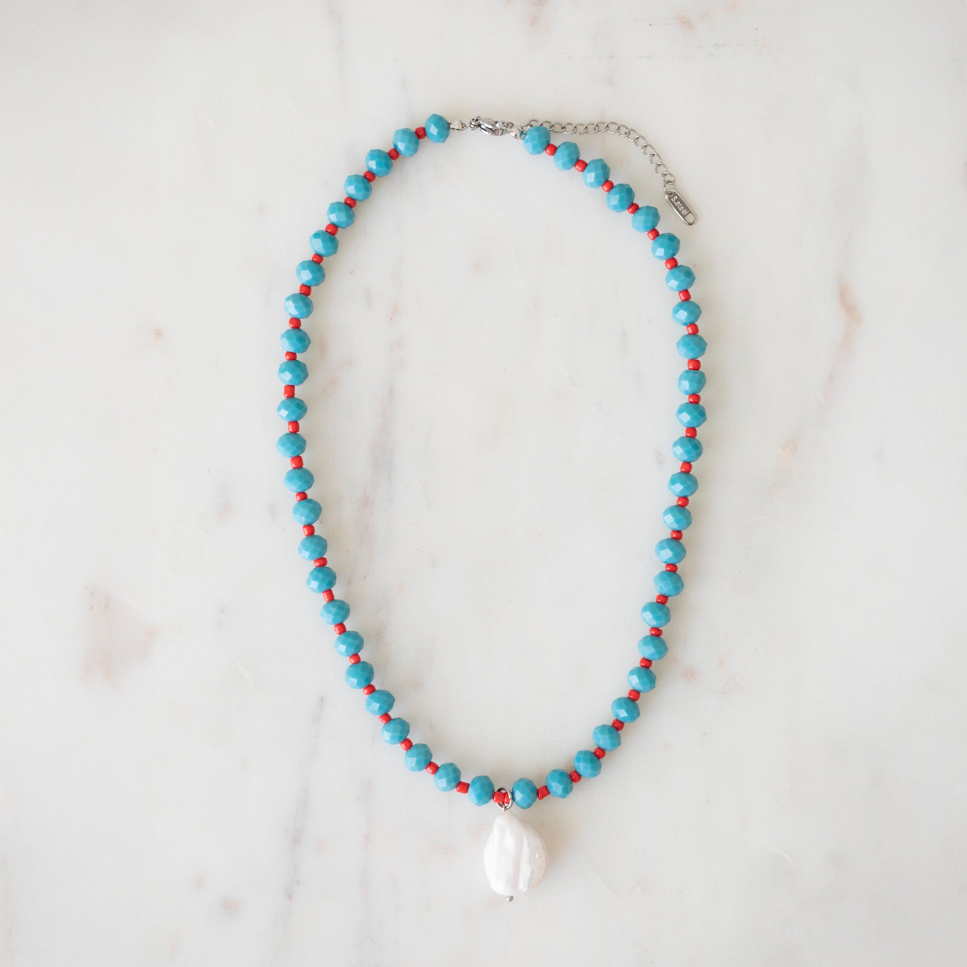 Azul & Rosa Crystal Beaded Necklace
