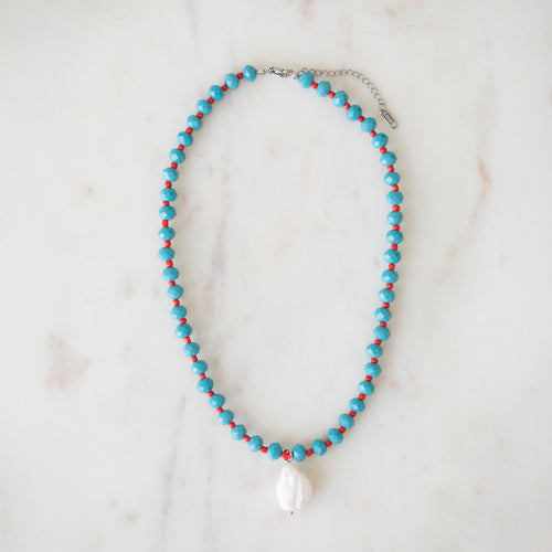 Azul & Rosa Crystal Beaded Necklace