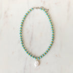 Teal & Lemon Crystal Beaded Necklace