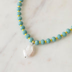 Teal & Lemon Crystal Beaded Necklace