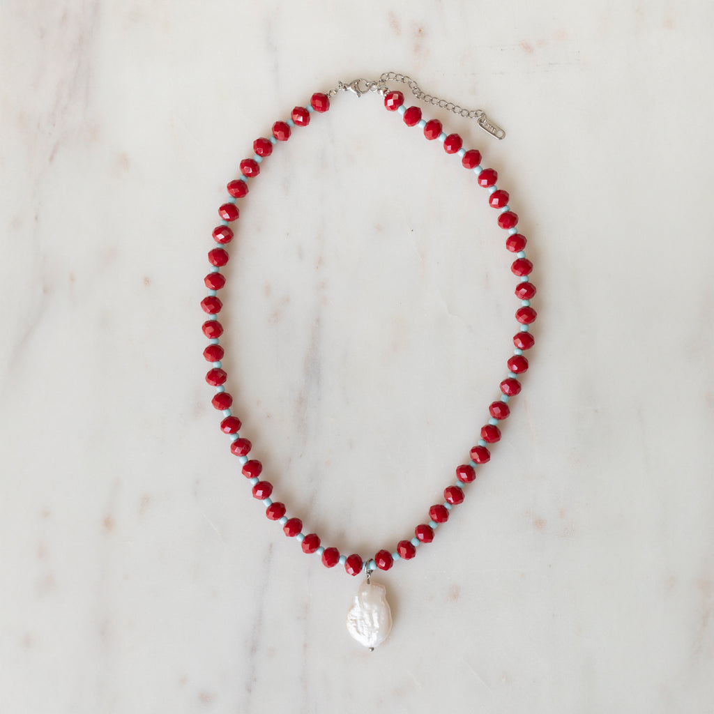 Ruby & Sky Crystal Beaded Necklace
