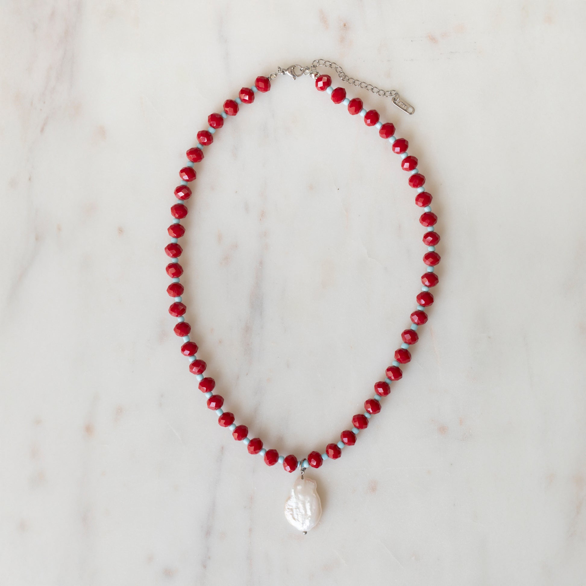 Ruby & Sky Crystal Beaded Necklace