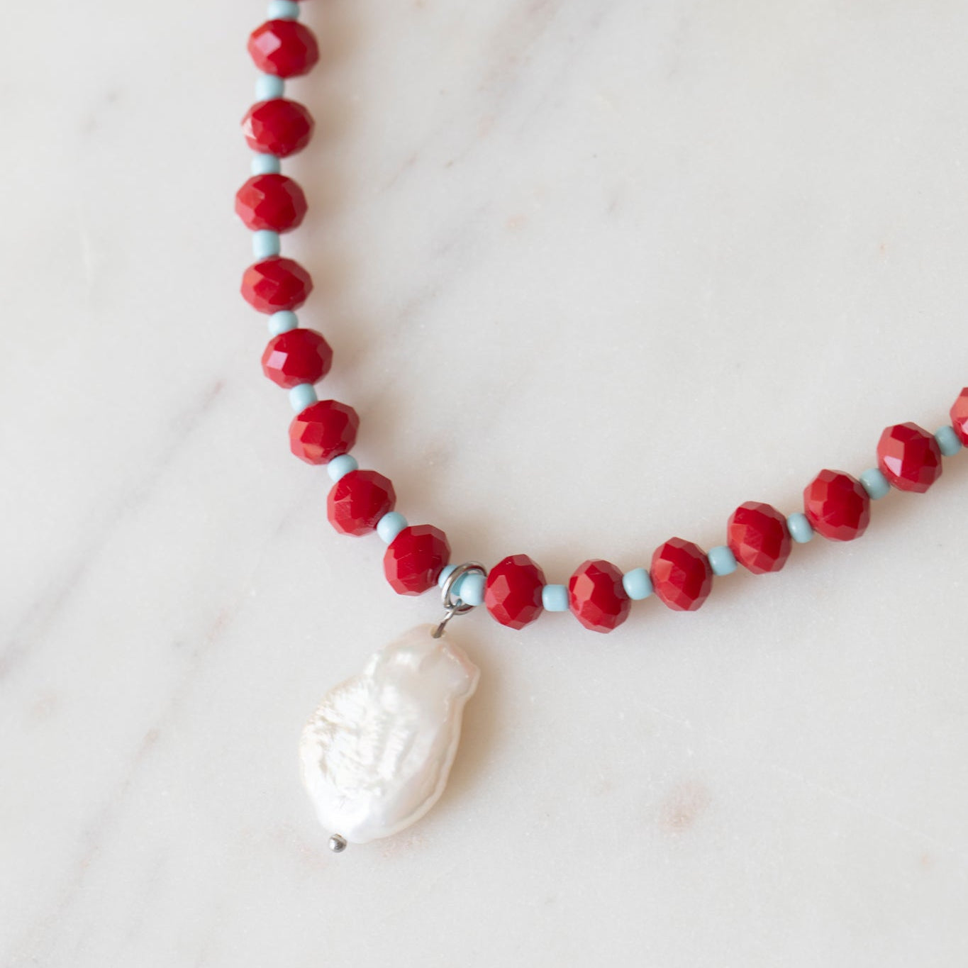 Ruby & Sky Crystal Beaded Necklace