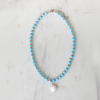 Turquoise & Papaya Crystal Beaded Necklace