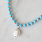 Turquoise & Papaya Crystal Beaded Necklace