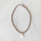 Mauve & Lime Crystal Beaded Necklace