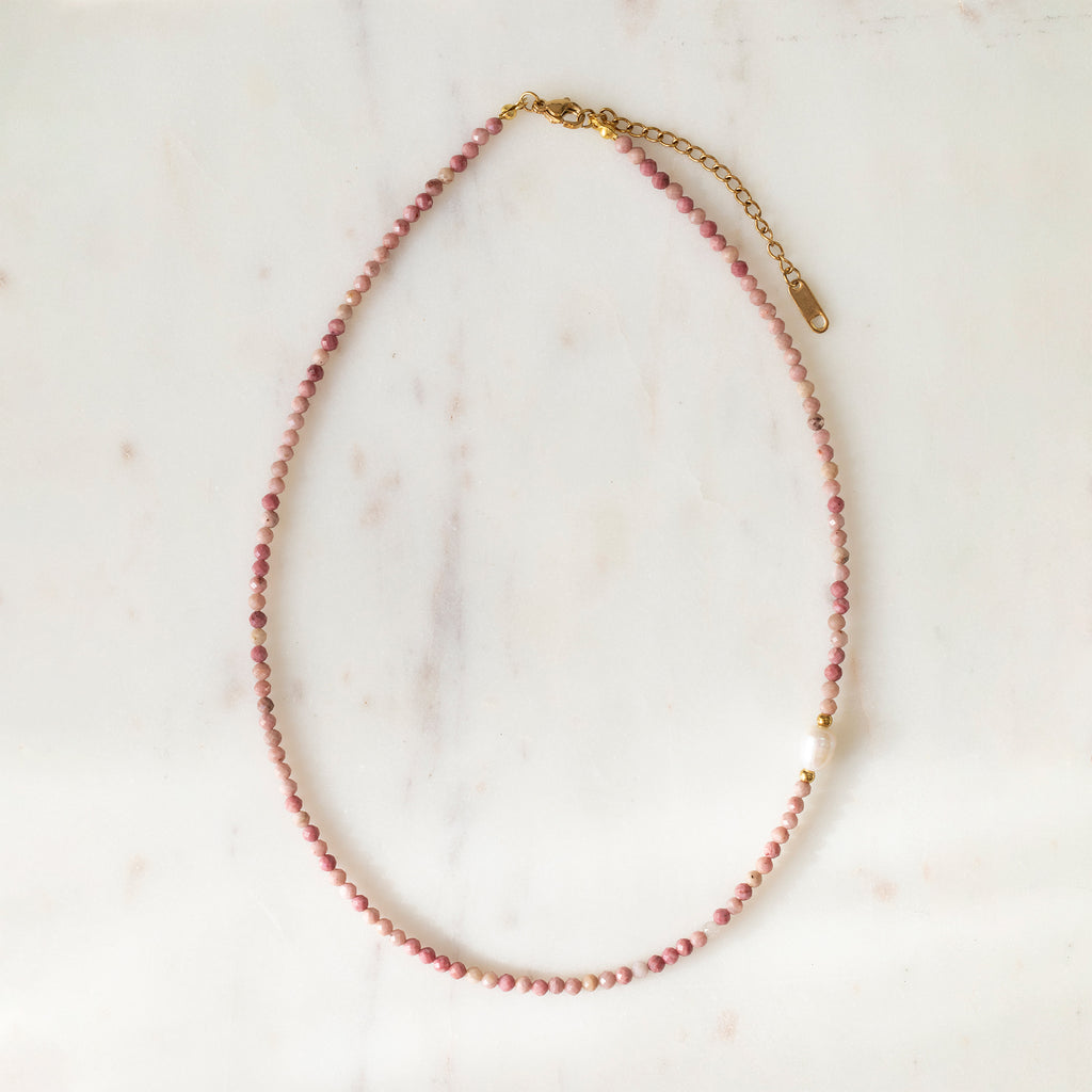 Rhodonite & Freshwater Pearl Necklace