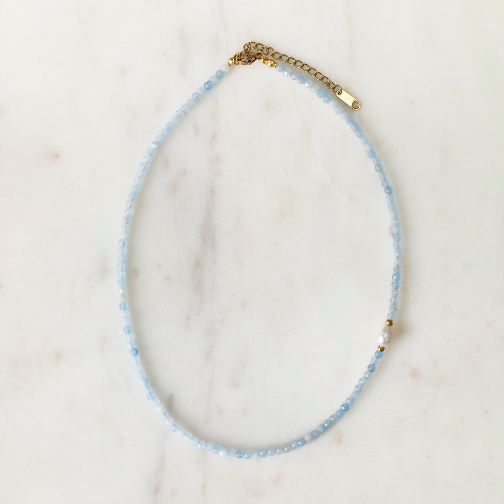 Aquamarine & Freshwater Pearl Necklace