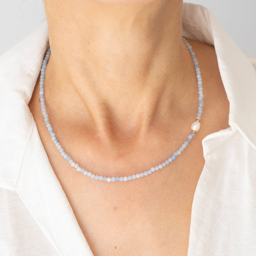 Aquamarine & Freshwater Pearl Necklace