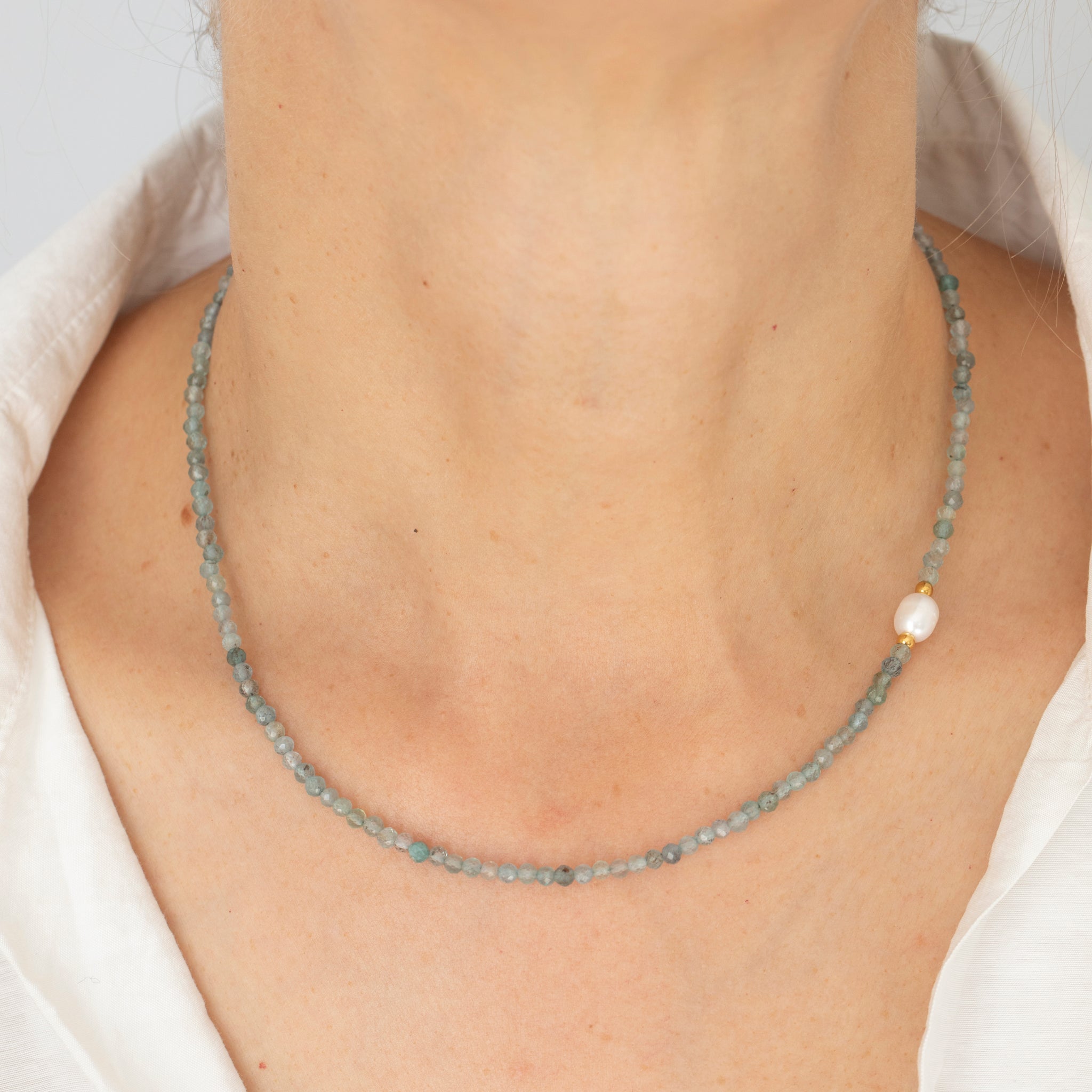 Pyroxene & Freshwater Pearl Necklace
