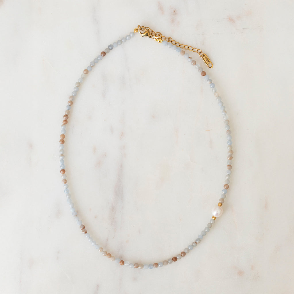 Dumortierite & Freshwater Pearl Necklace