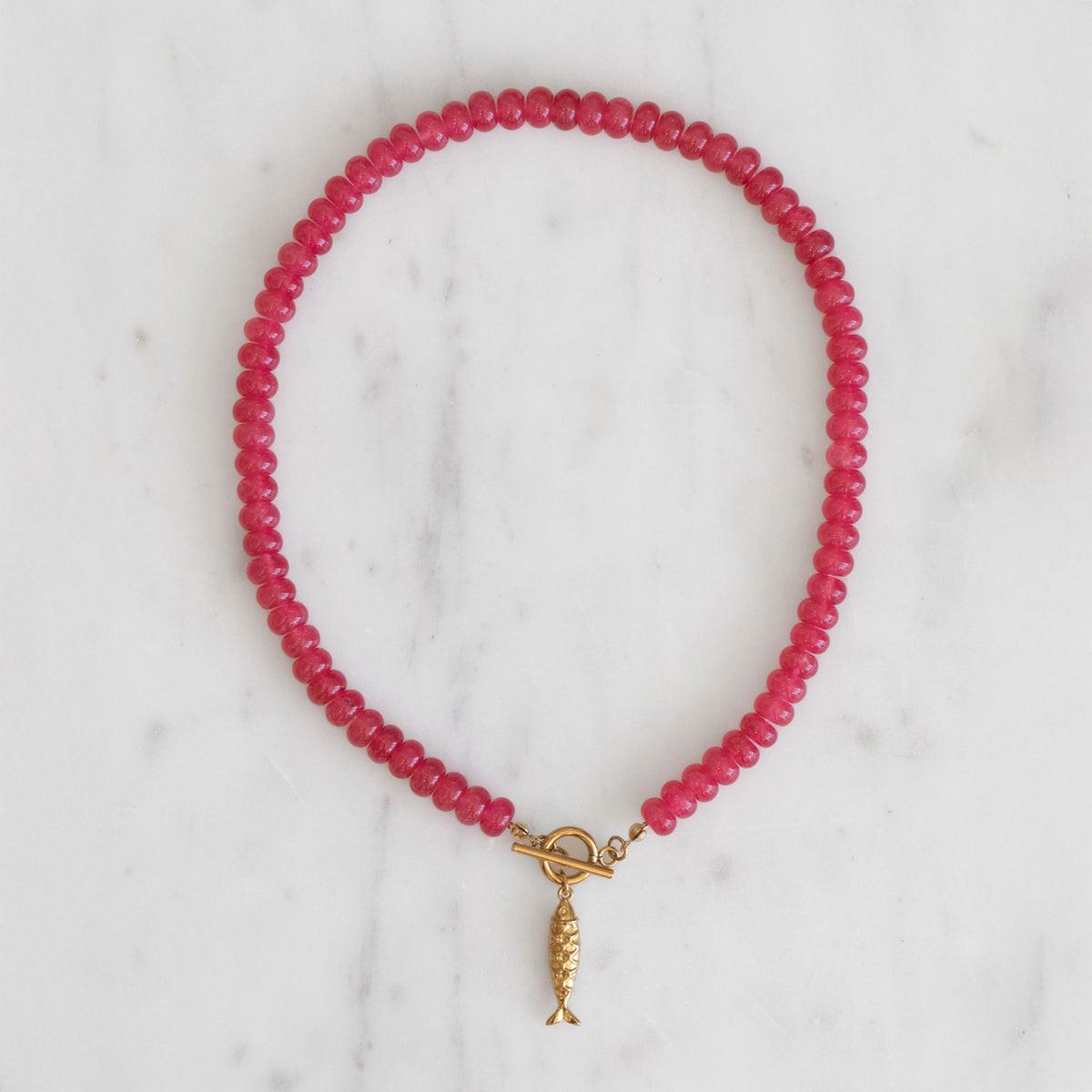 Strawberry Fish Stone Bead Necklace