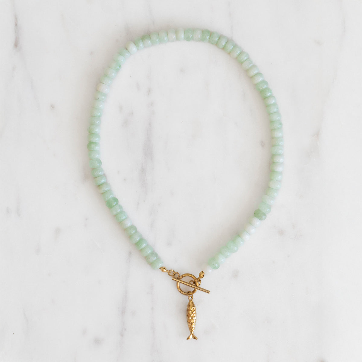 Mint Fish Stone Bead Necklace