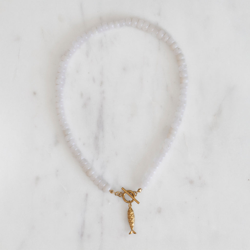 Blanc Fish Stone Bead Necklace