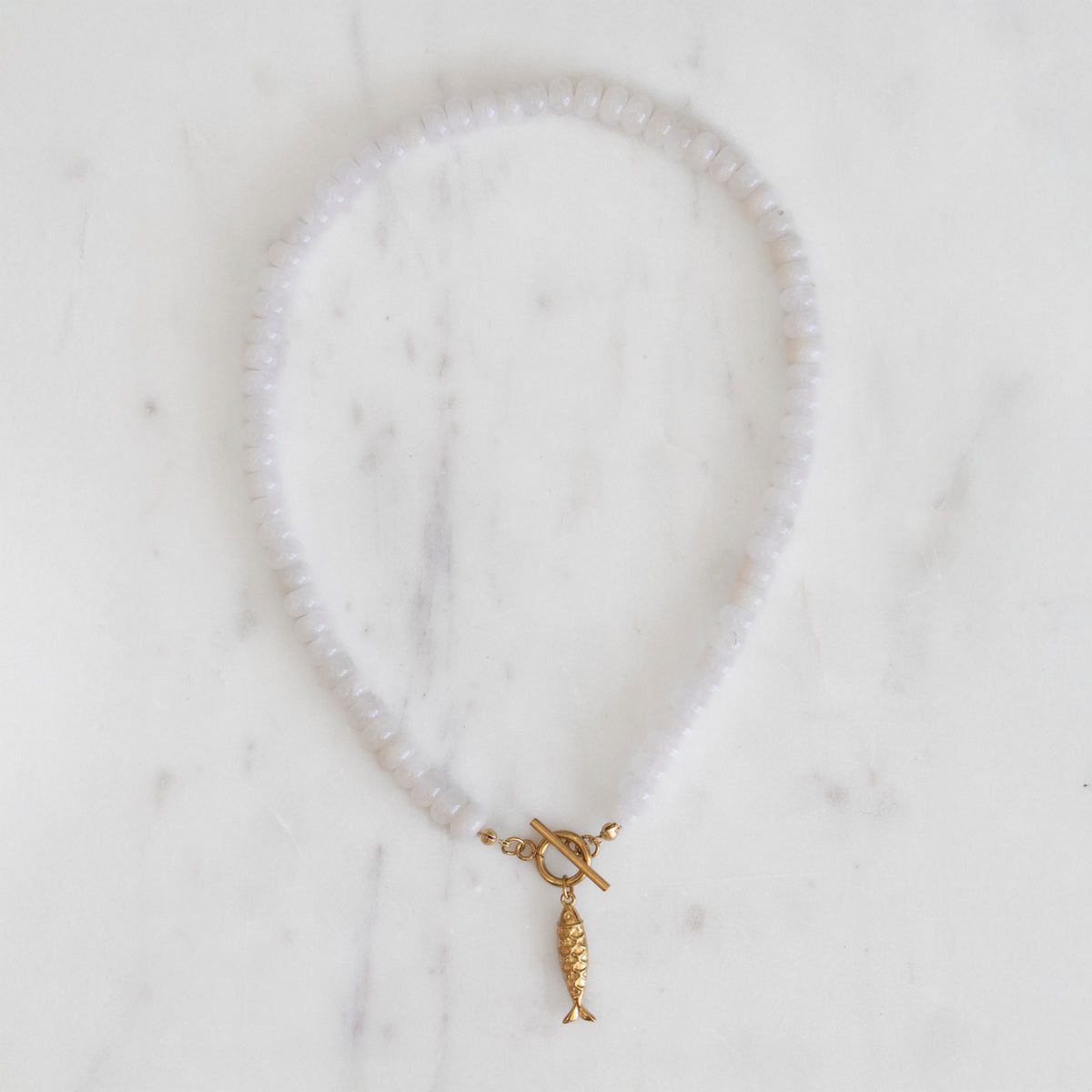 Blanc Fish Stone Bead Necklace
