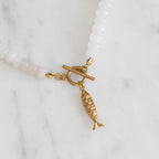 Blanc Fish Stone Bead Necklace