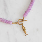 Lilac Fish Stone Bead Necklace