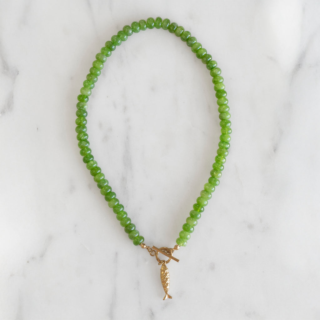 Lime Fish Stone Bead Necklace