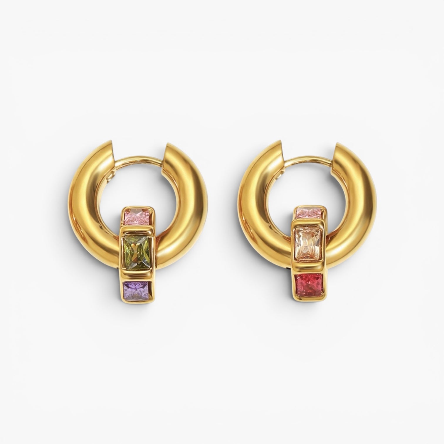 Gold Jewel Charm Hoops