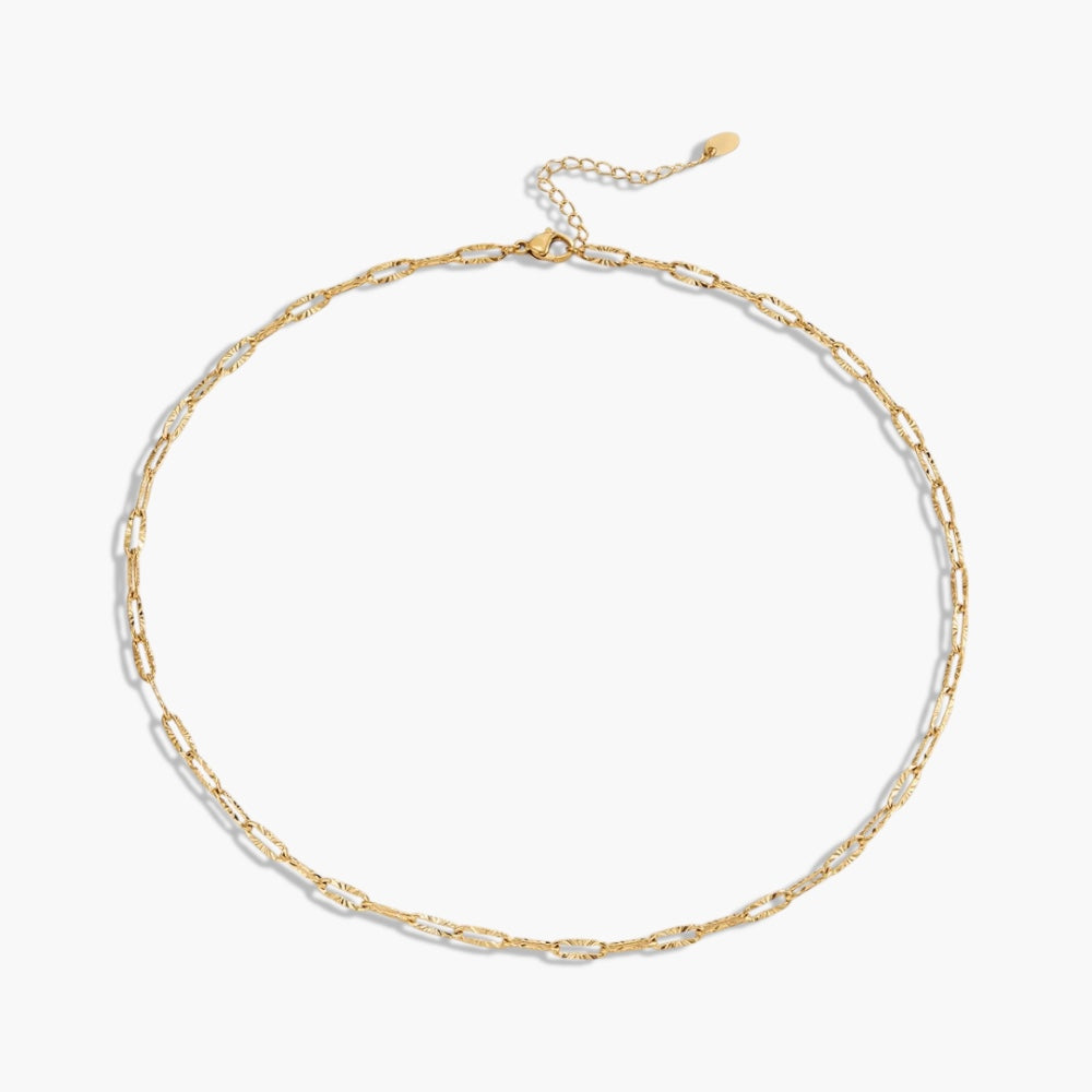 Gold Textured Paperclip Necklace