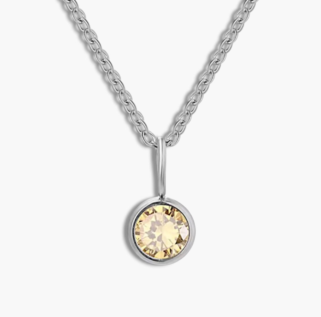 Silver Birthstone Pendant Necklace
