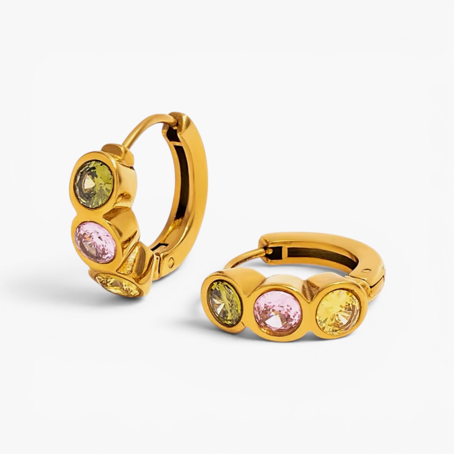 Gold Pastel Bezel Huggies