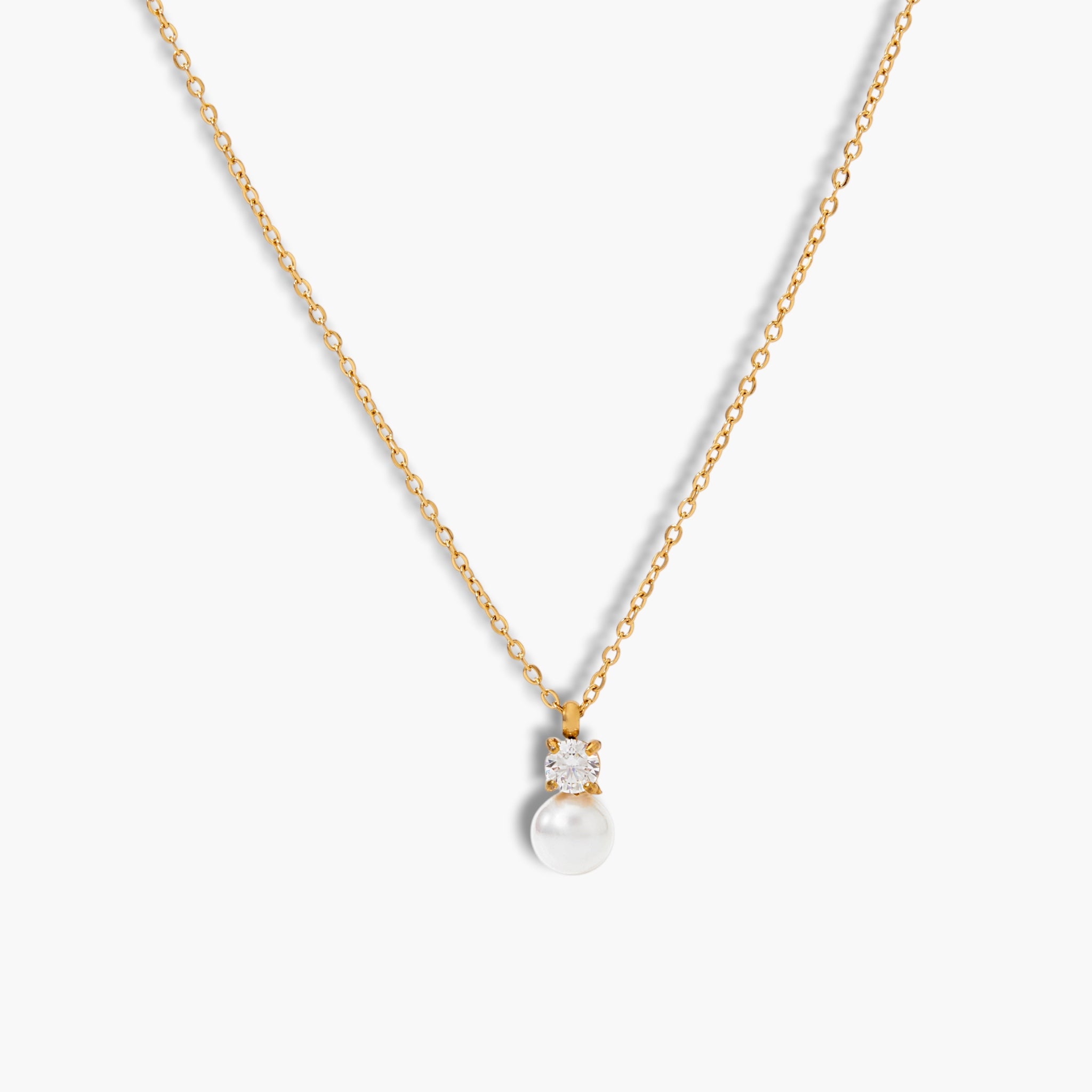 Gold Pearl Drop Necklace