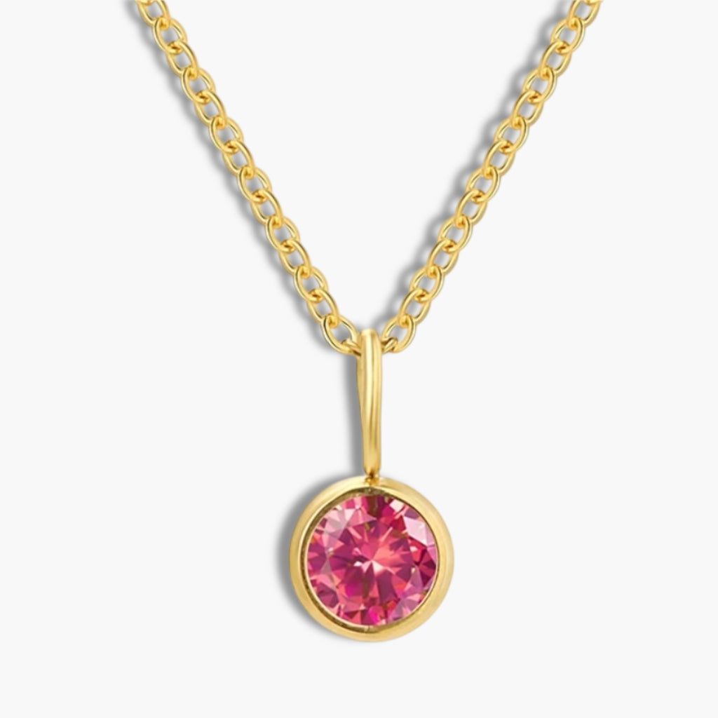 Gold Birthstone Pendant Necklace