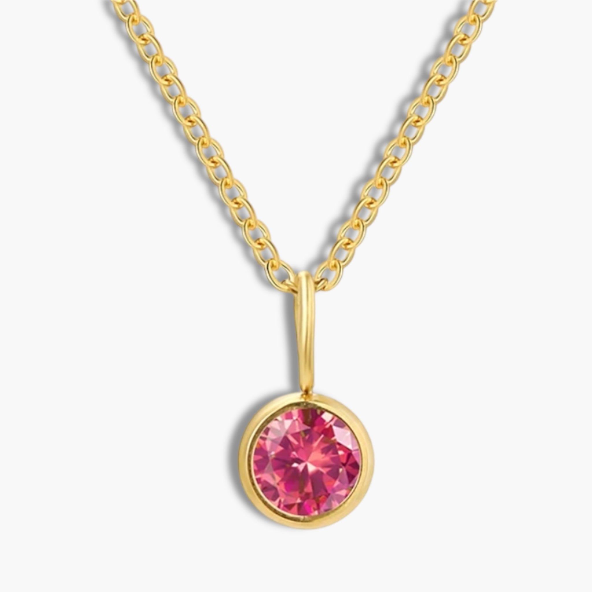 Gold Birthstone Pendant Necklace