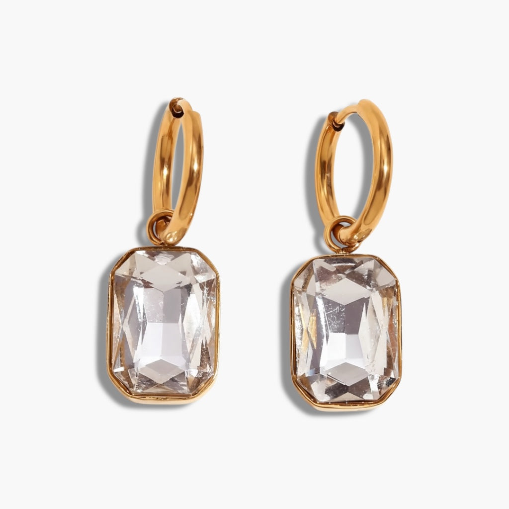 Gold Clear Drop Hoops