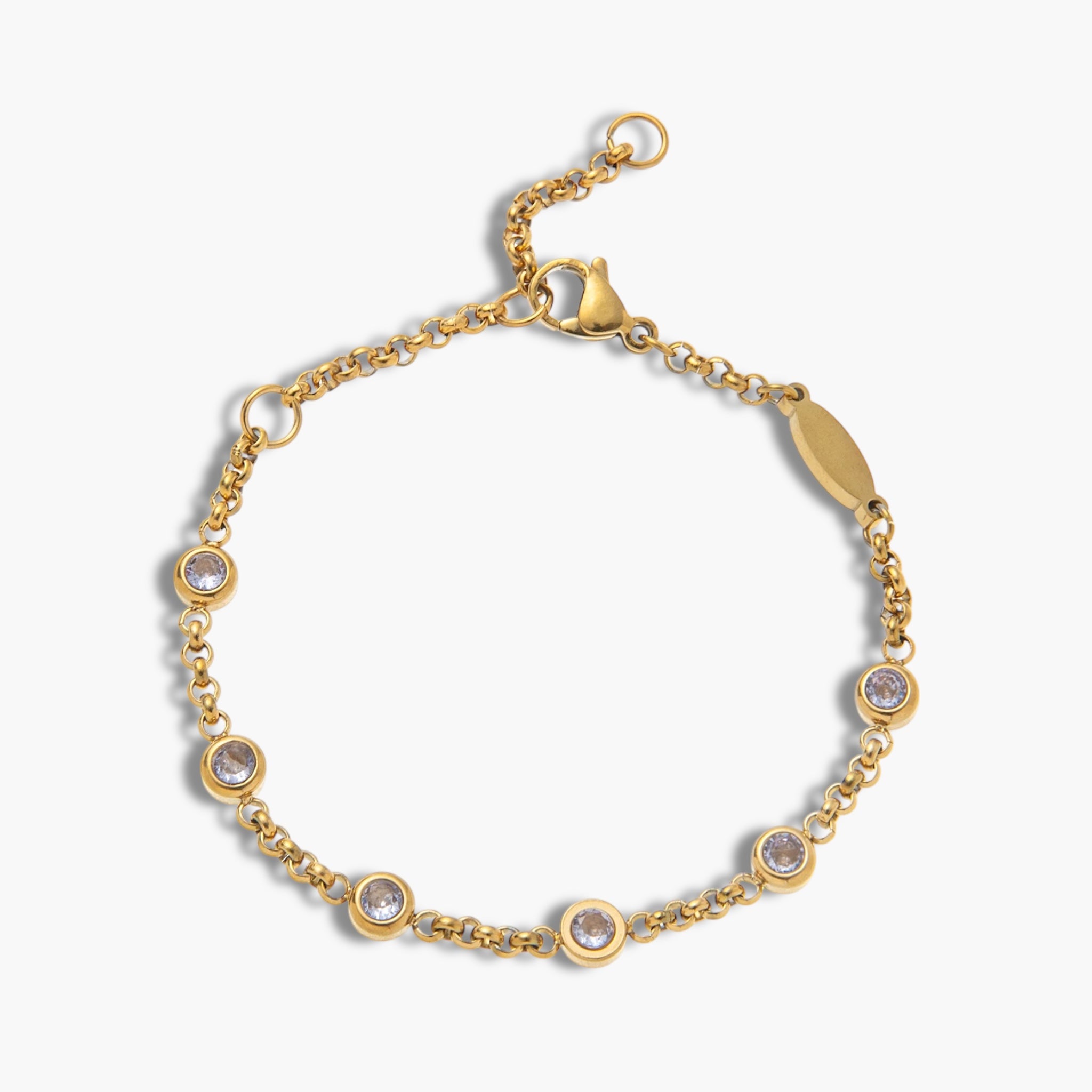 Gold Zircon Bezel Bracelet