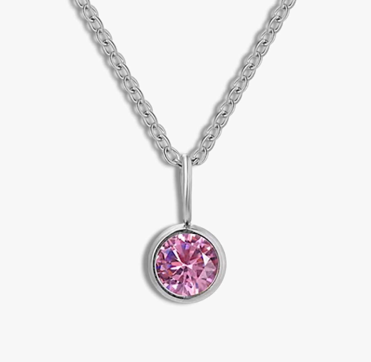 Silver Birthstone Pendant Necklace