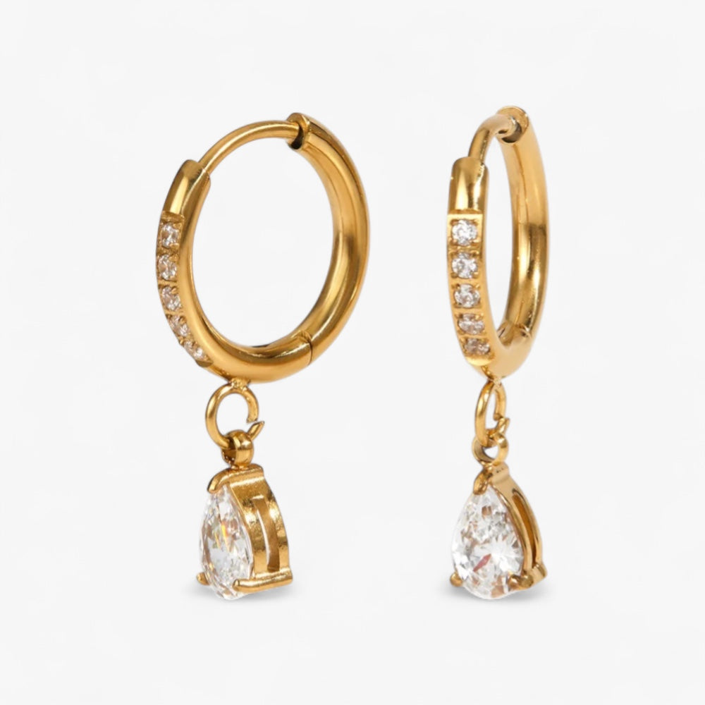 Gold Teardrop Huggies