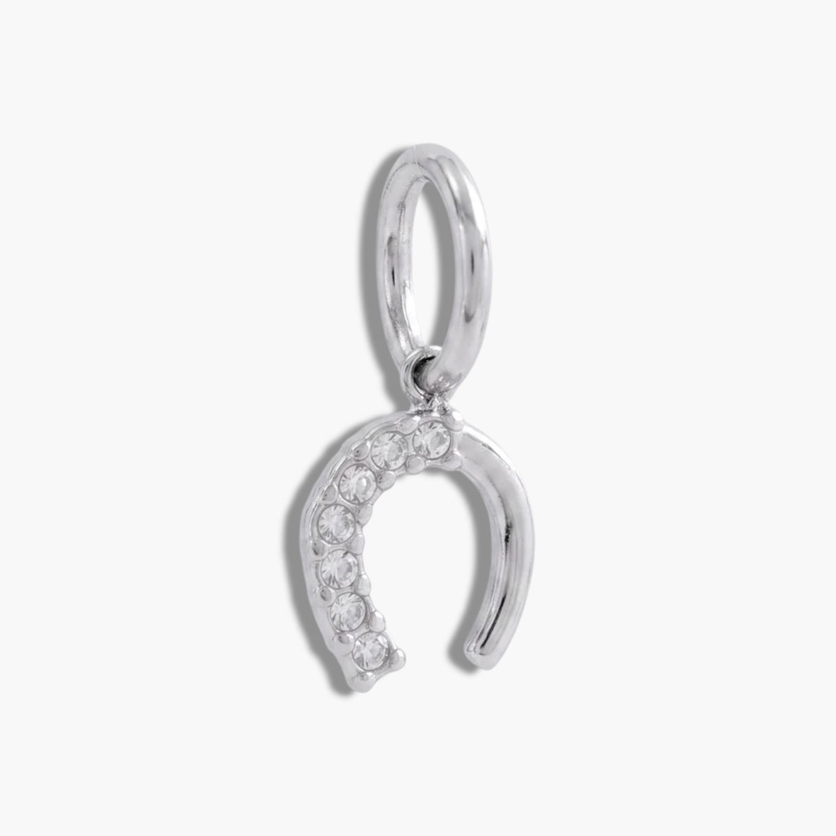 Silver Zircon Horseshoe Charm