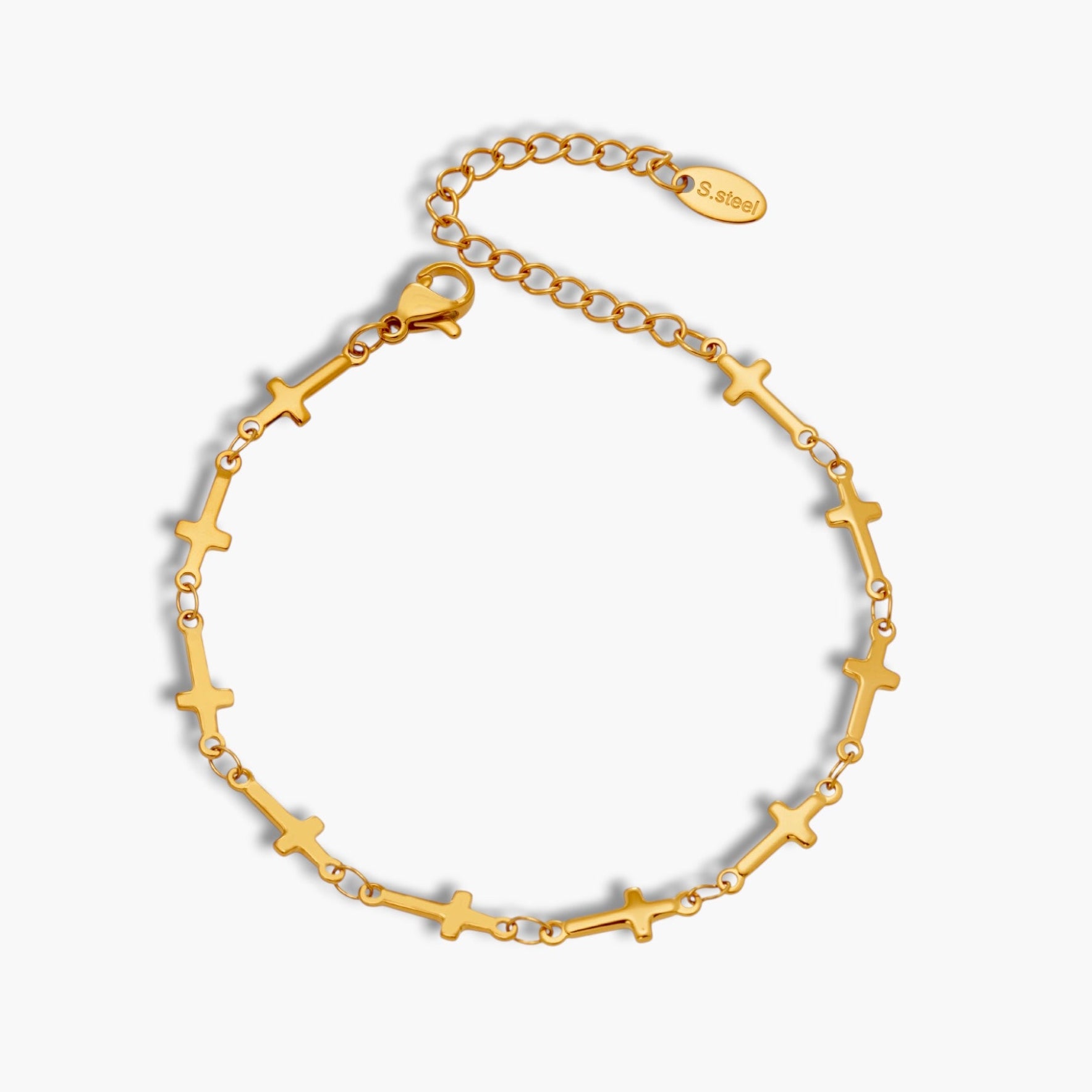 Gold Cross Chain Bracelet