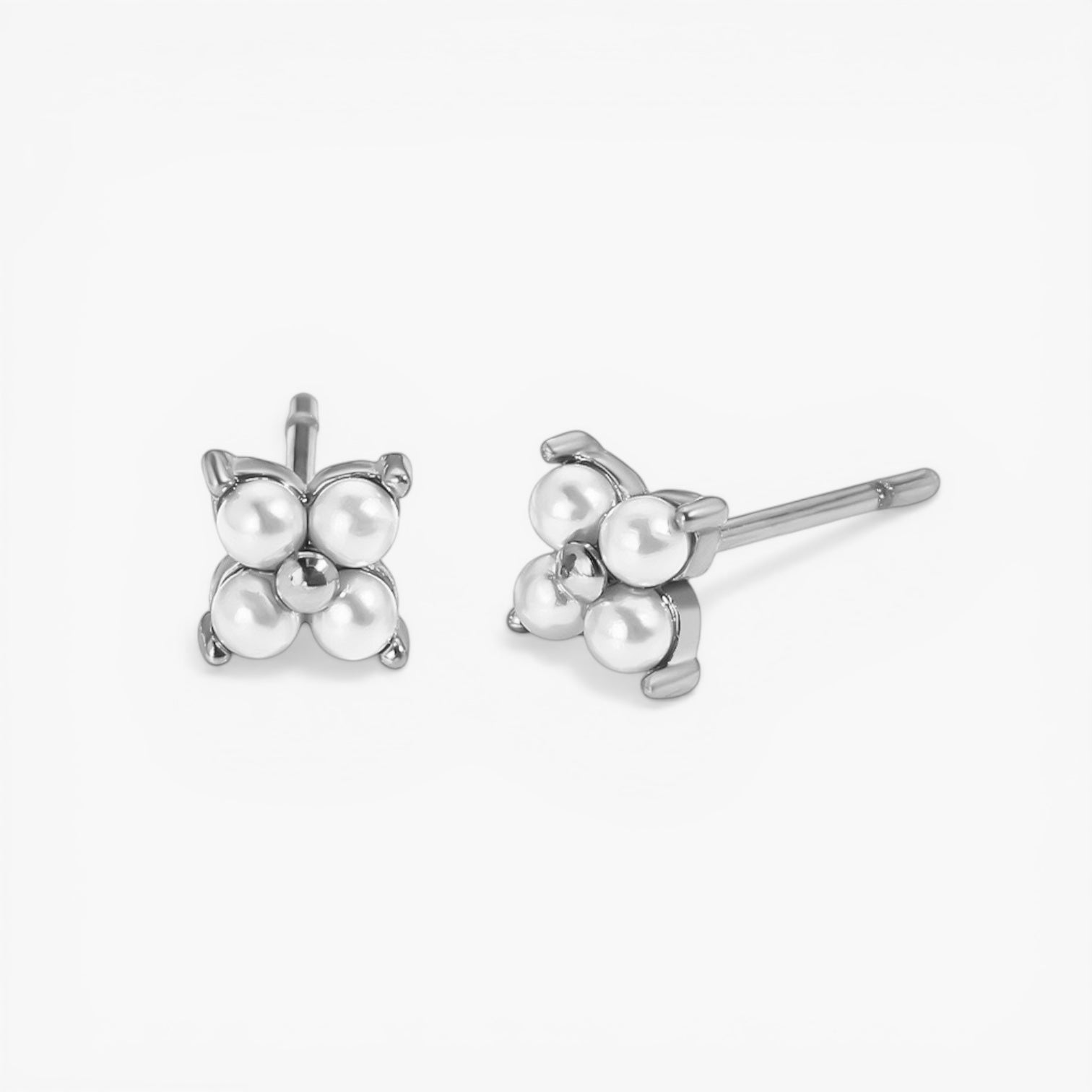 Silver Pearl Cluster Studs