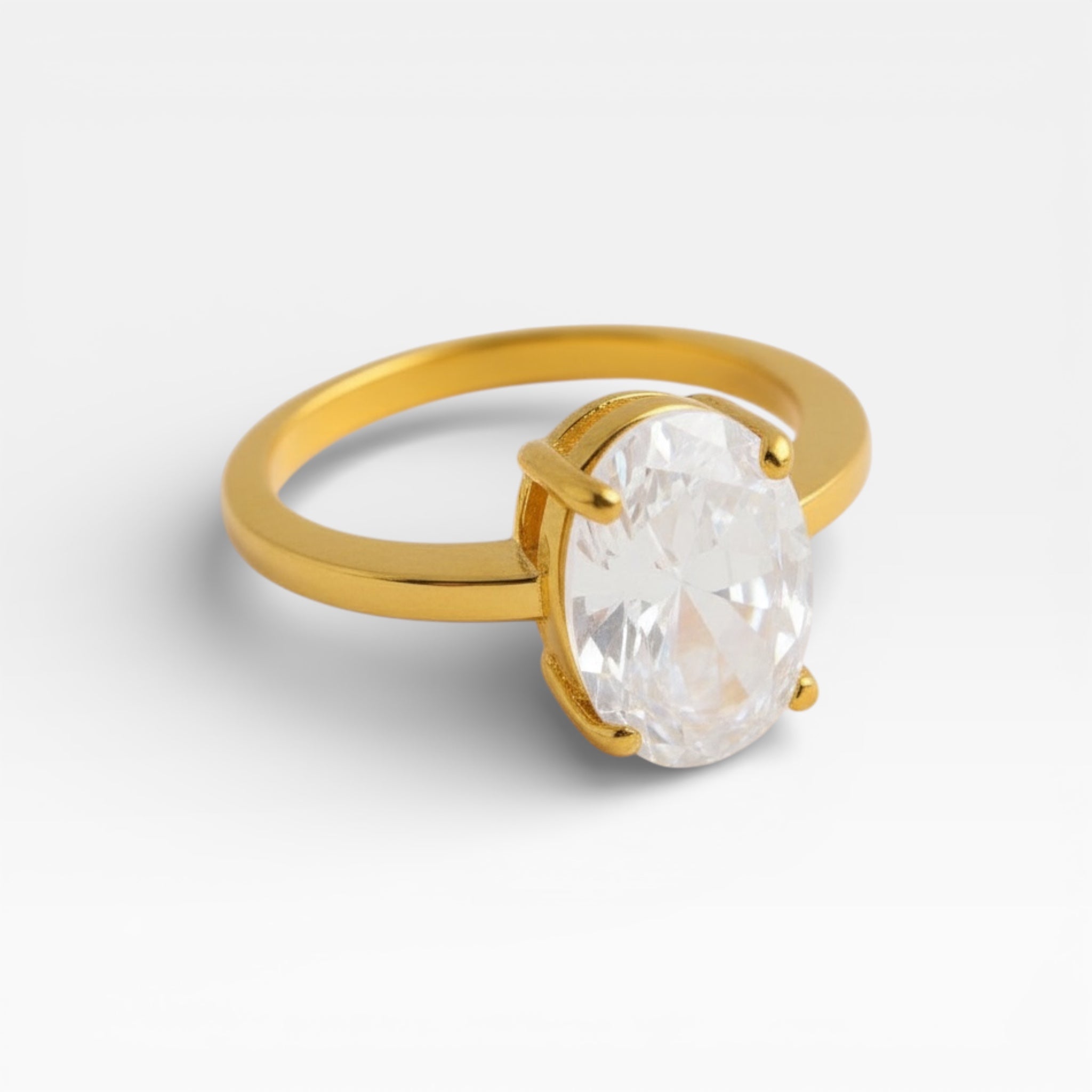 Gold Clear Oval Ring