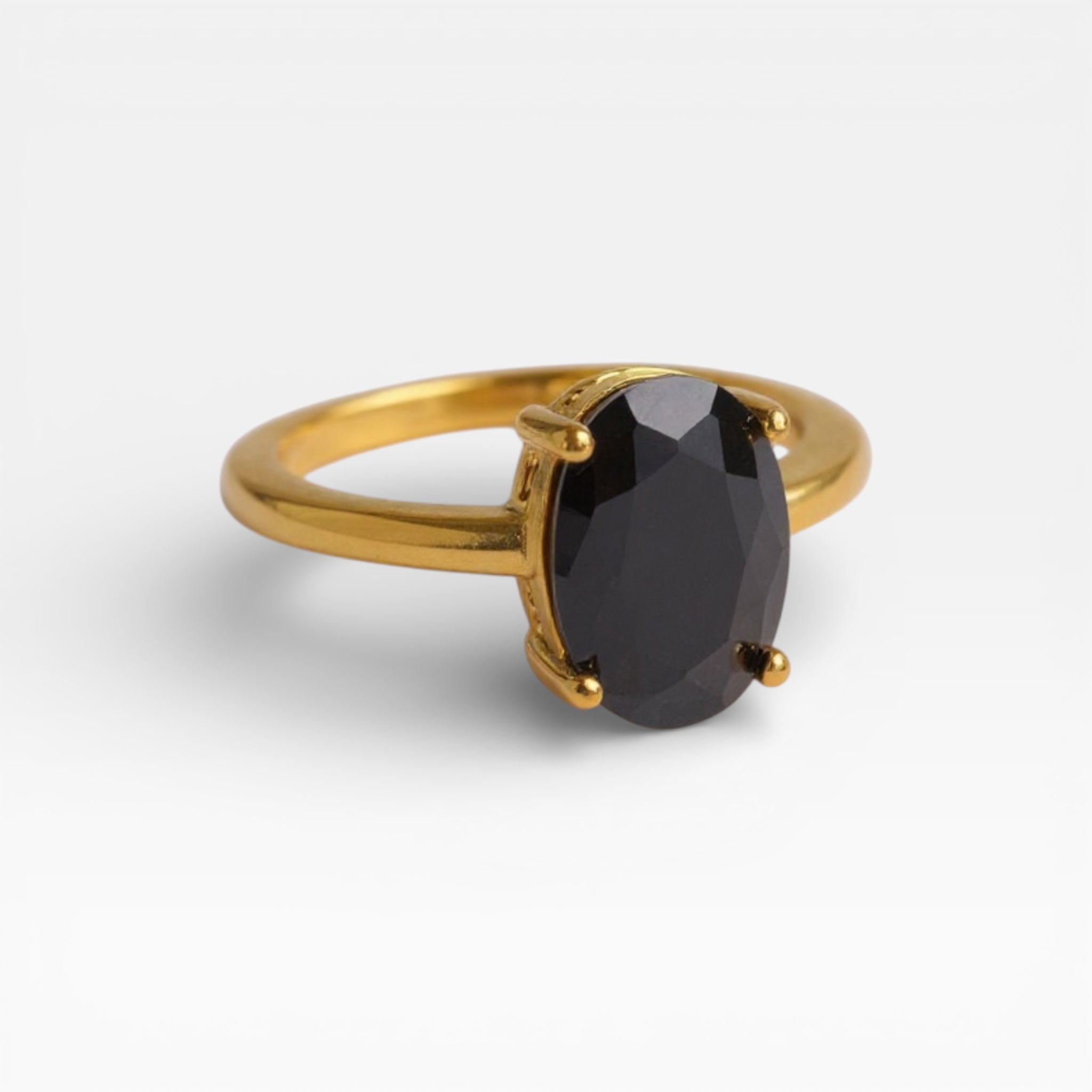 Gold Black Oval Ring