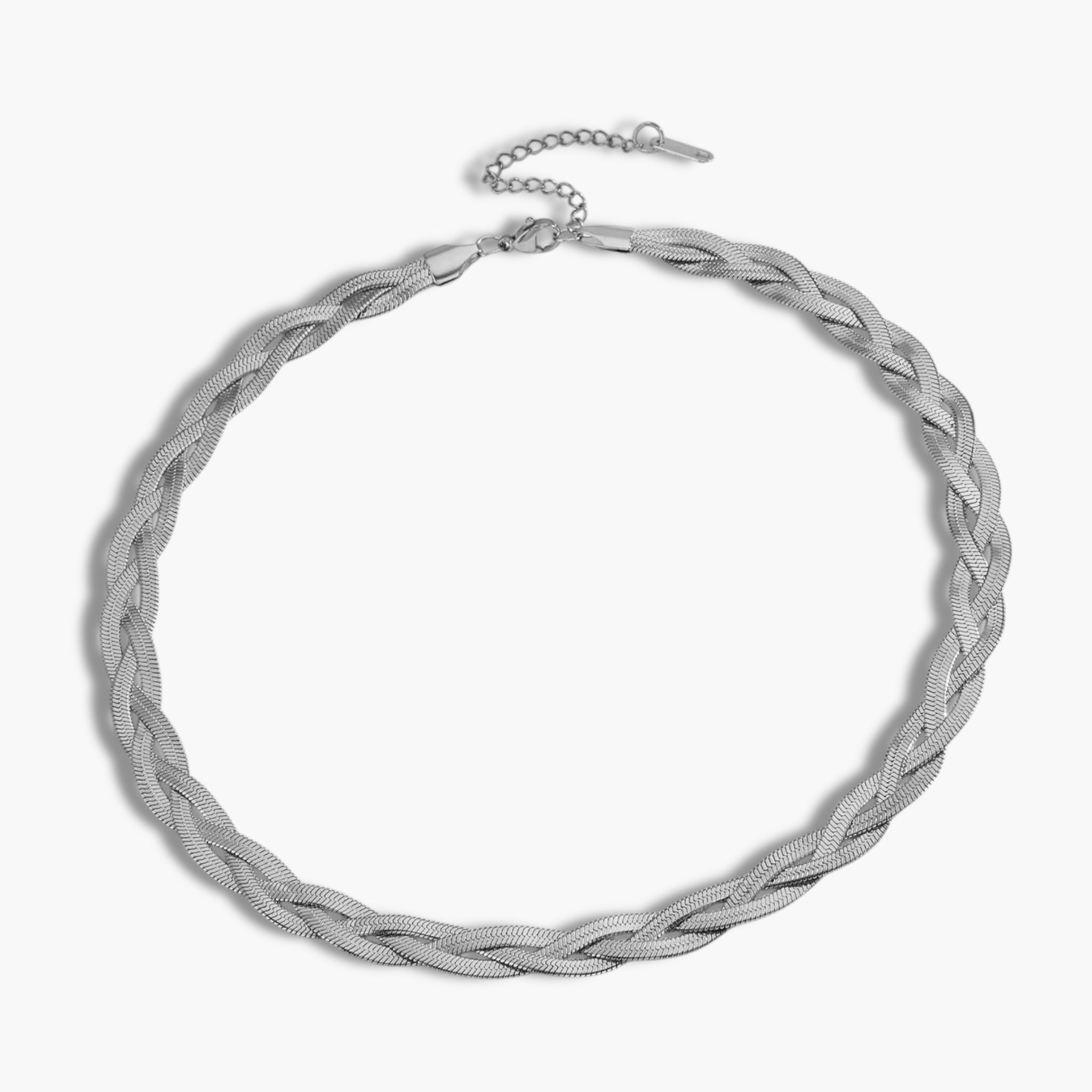 Silver Braided Snake Necklace