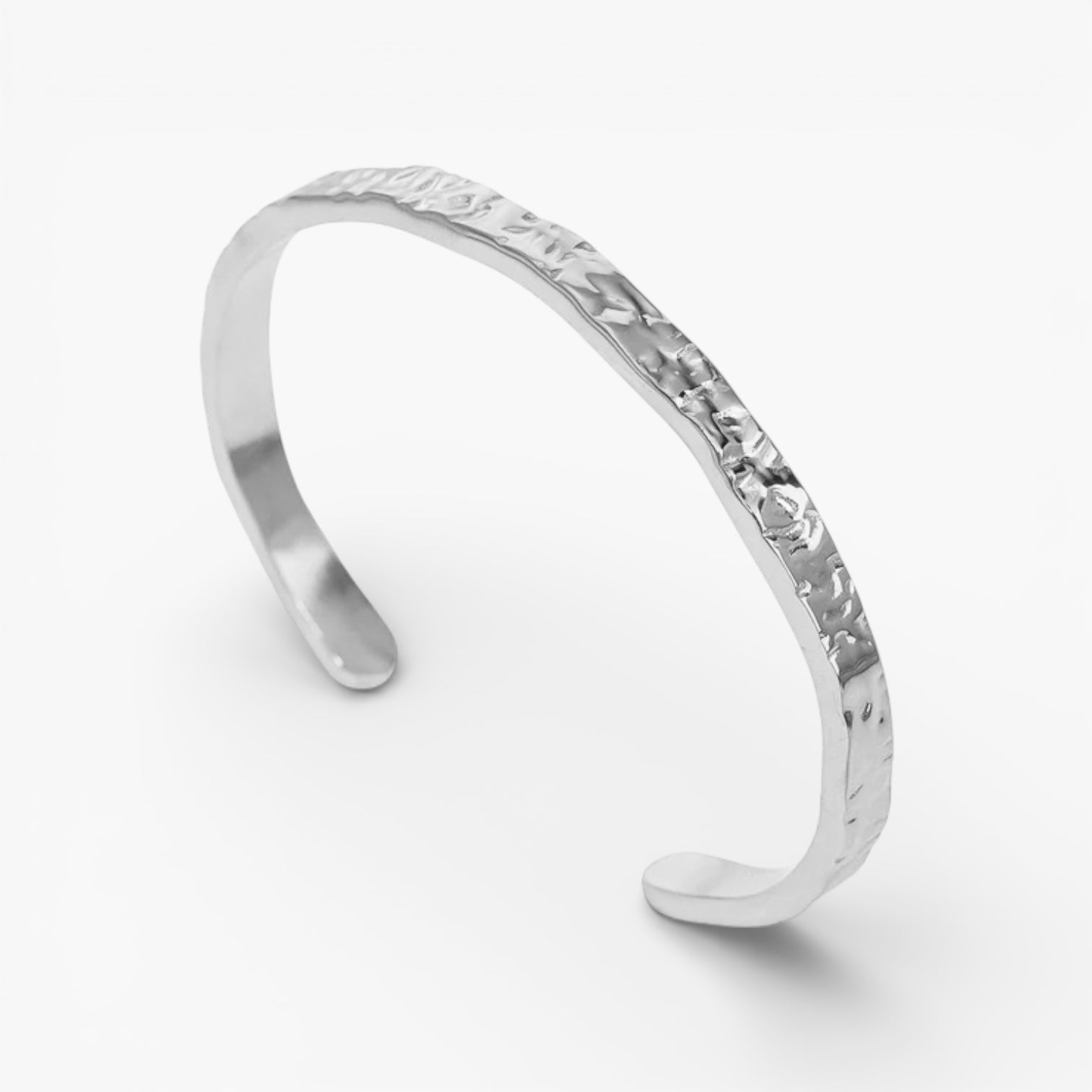 Silver Textured Cuff Bangle