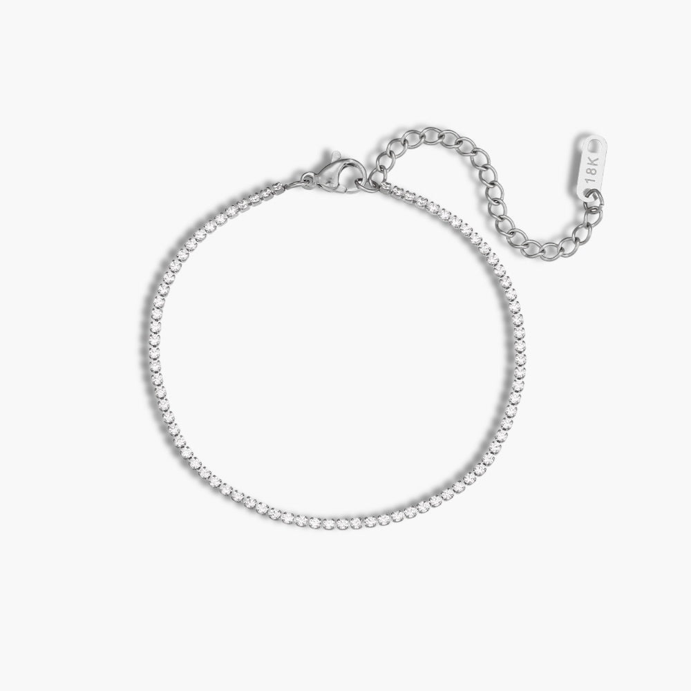 Silver Skinny Tennis Bracelet
