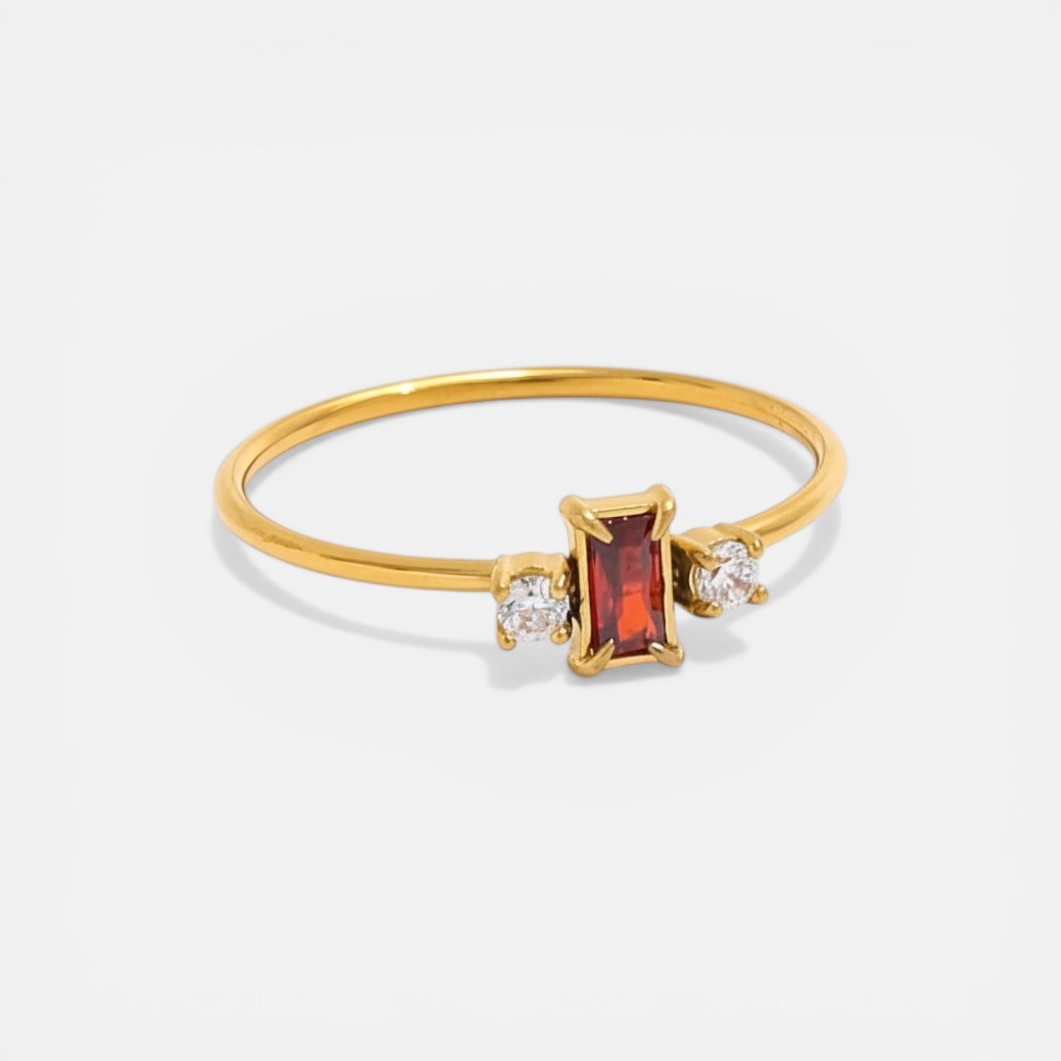 Gold Ruby Trio Ring