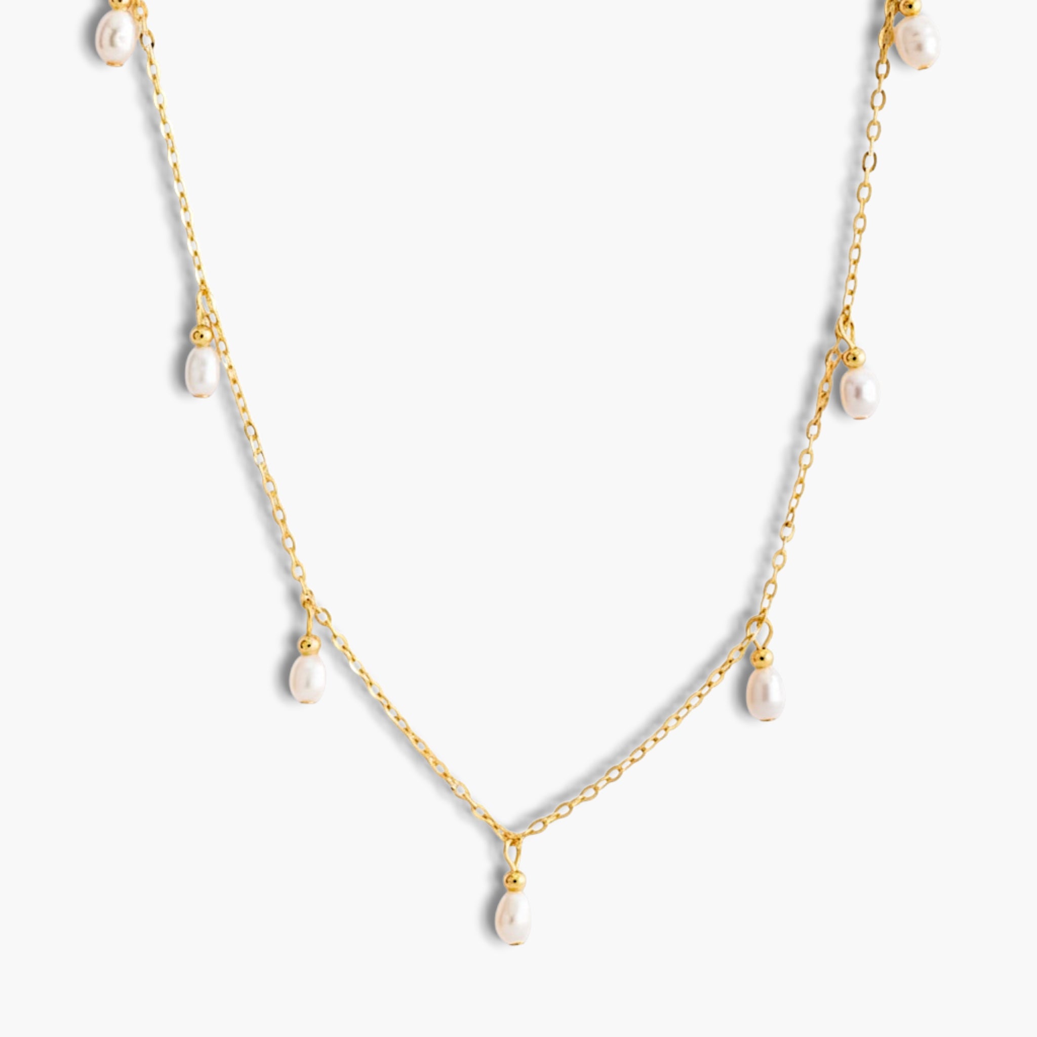 Gold Pearl Droplet Necklace
