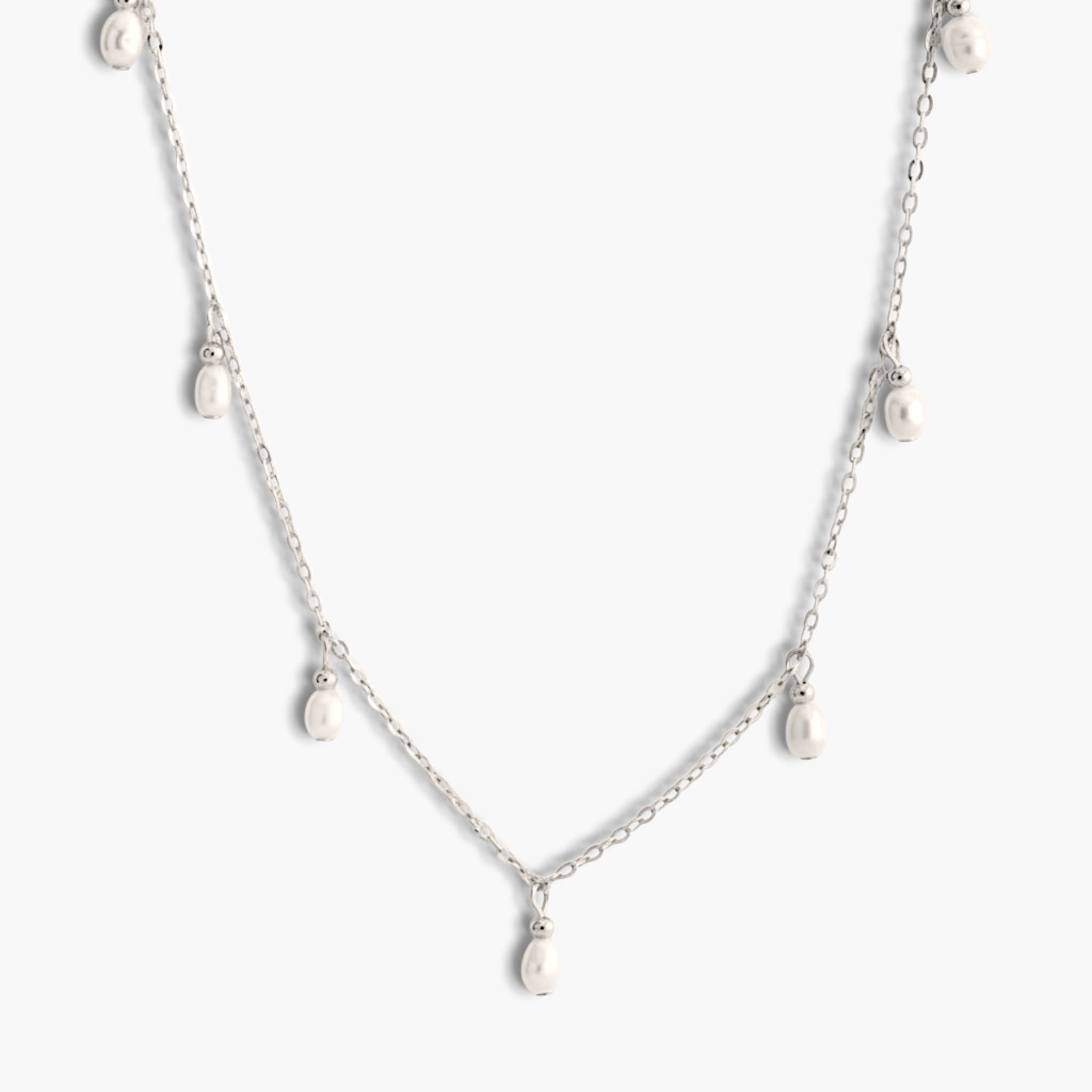 Silver Pearl Droplet Necklace