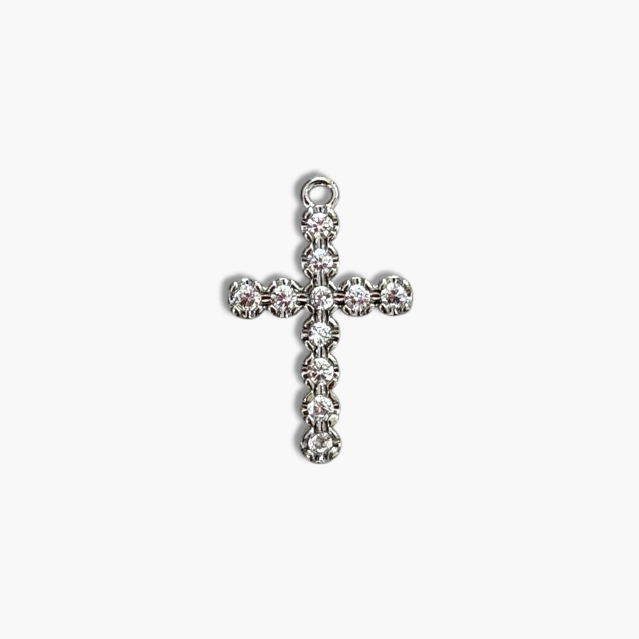 Silver Zircon Cross Charm