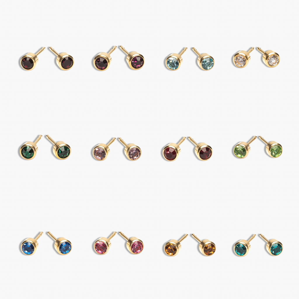Gold Birthstone Studs